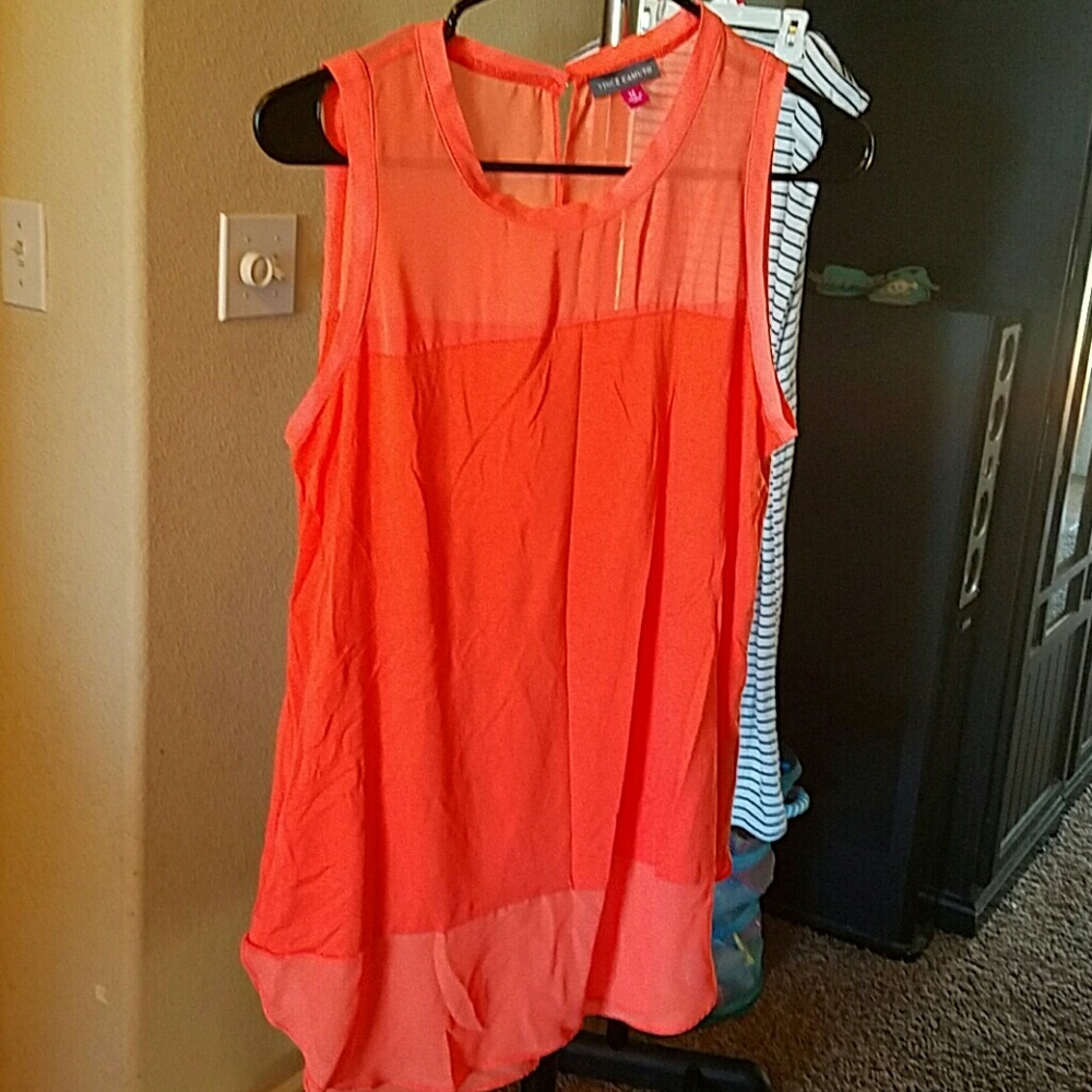 Vince Camuto Coral Sheer Panel Sleeveless Blouse